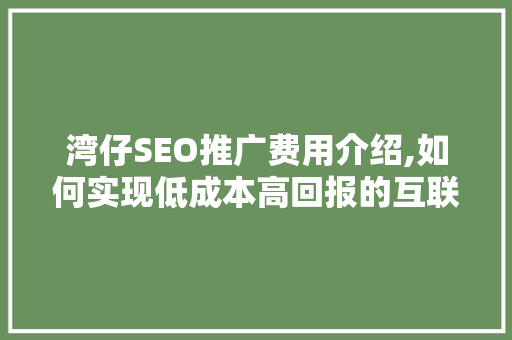 湾仔SEO推广费用介绍,如何实现低成本高回报的互联网营销