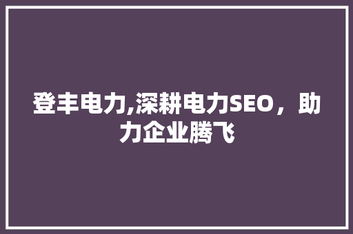 登丰电力,深耕电力SEO，助力企业腾飞