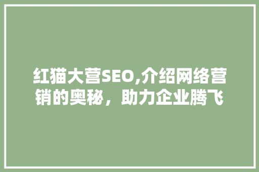 红猫大营SEO,介绍网络营销的奥秘，助力企业腾飞