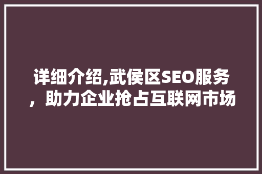 详细介绍,武侯区SEO服务，助力企业抢占互联网市场制高点