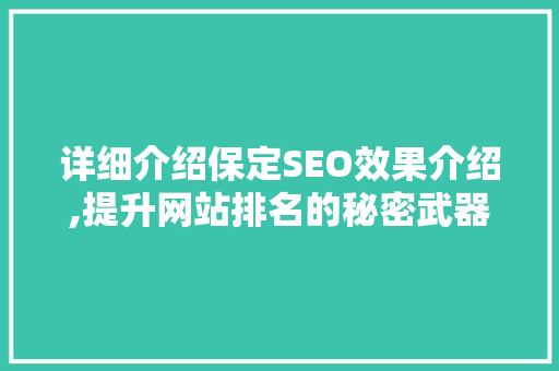 详细介绍保定SEO效果介绍,提升网站排名的秘密武器