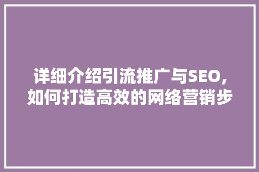 详细介绍引流推广与SEO,如何打造高效的网络营销步骤