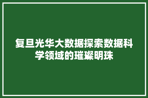 复旦光华大数据探索数据科学领域的璀璨明珠  第1张