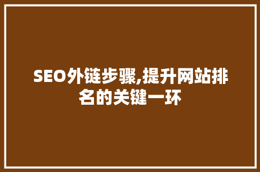 SEO外链步骤,提升网站排名的关键一环