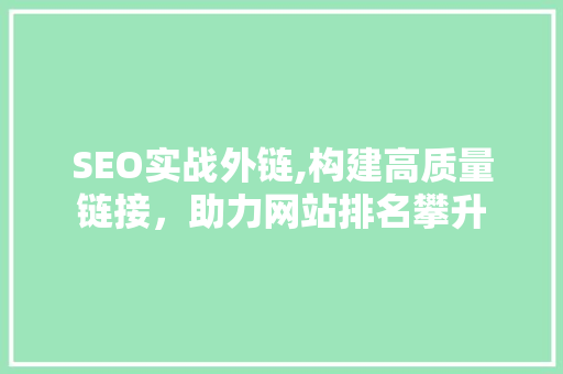 SEO实战外链,构建高质量链接，助力网站排名攀升