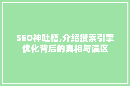 SEO神吐槽,介绍搜索引擎优化背后的真相与误区