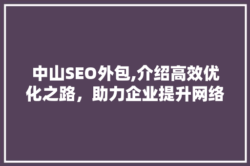 中山SEO外包,介绍高效优化之路，助力企业提升网络竞争力