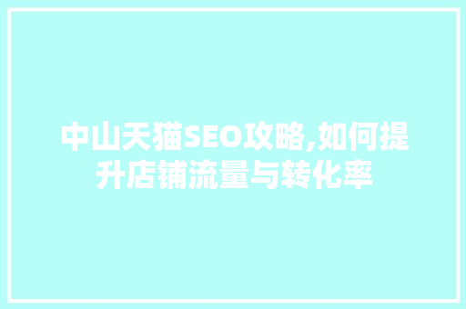 中山天猫SEO攻略,如何提升店铺流量与转化率