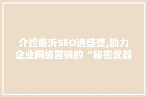 介绍临沂SEO选盛誉,助力企业网络营销的“秘密武器”
