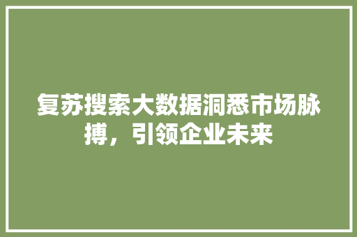 复苏搜索大数据洞悉市场脉搏，引领企业未来  第1张