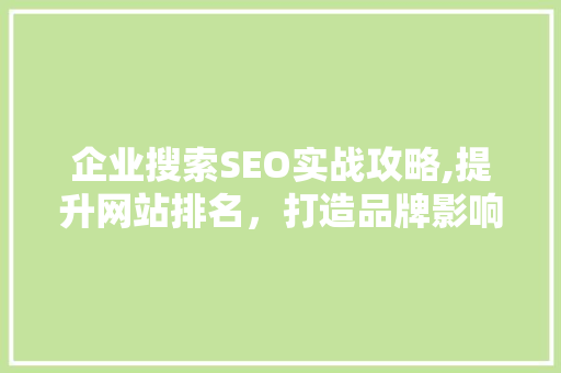 企业搜索SEO实战攻略,提升网站排名，打造品牌影响力