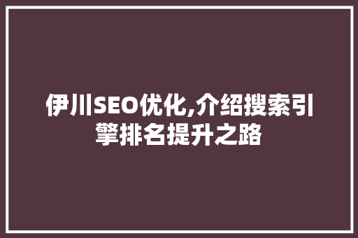 伊川SEO优化,介绍搜索引擎排名提升之路