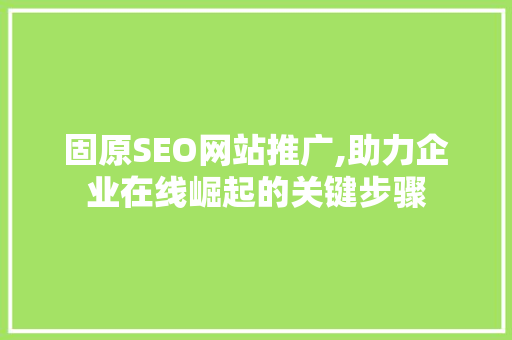 固原SEO网站推广,助力企业在线崛起的关键步骤