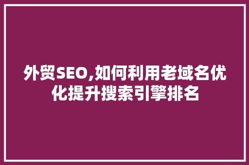 外贸SEO,如何利用老域名优化提升搜索引擎排名