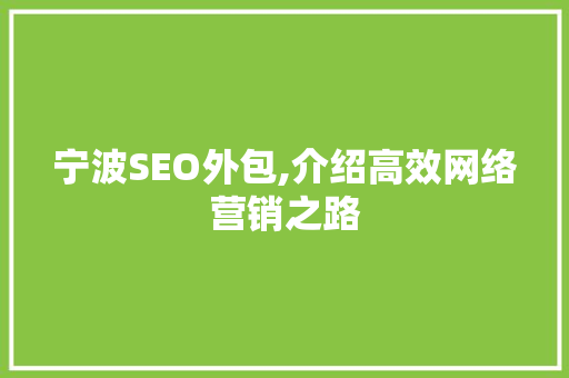宁波SEO外包,介绍高效网络营销之路