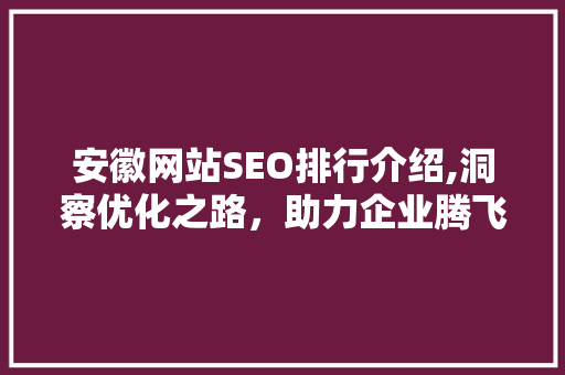 安徽网站SEO排行介绍,洞察优化之路，助力企业腾飞  第1张