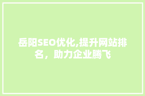 岳阳SEO优化,提升网站排名，助力企业腾飞  第1张