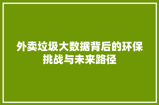外卖垃圾大数据背后的环保挑战与未来路径  第1张