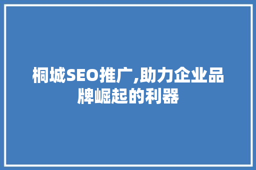 桐城SEO推广,助力企业品牌崛起的利器  第1张