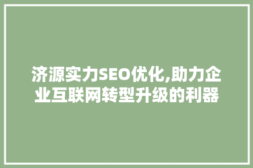 济源实力SEO优化,助力企业互联网转型升级的利器