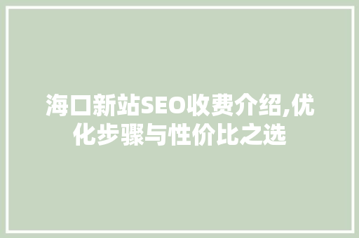 海口新站SEO收费介绍,优化步骤与性价比之选