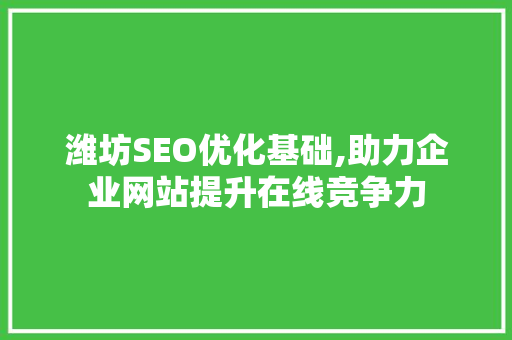 潍坊SEO优化基础,助力企业网站提升在线竞争力