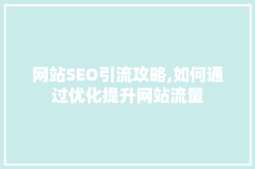 网站SEO引流攻略,如何通过优化提升网站流量