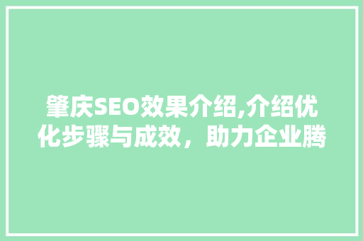 肇庆SEO效果介绍,介绍优化步骤与成效，助力企业腾飞