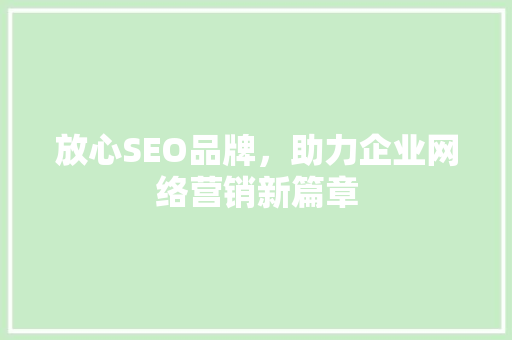 放心SEO品牌，助力企业网络营销新篇章
