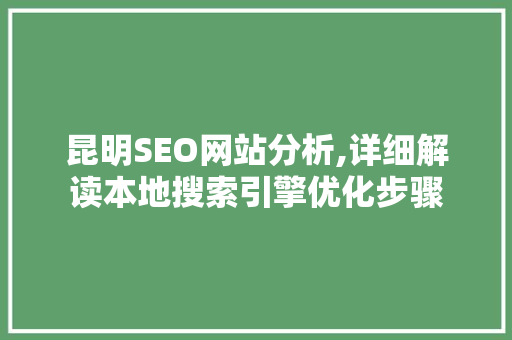 昆明SEO网站分析,详细解读本地搜索引擎优化步骤