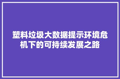塑料垃圾大数据提示环境危机下的可持续发展之路