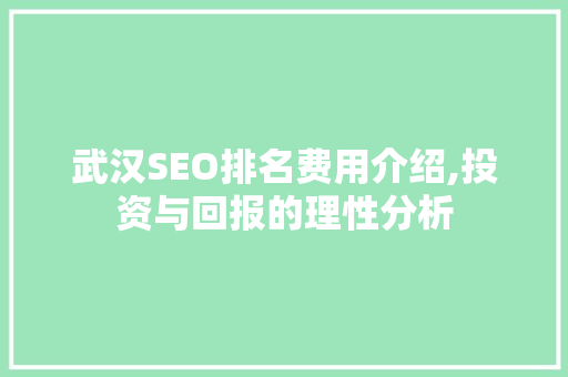 武汉SEO排名费用介绍,投资与回报的理性分析
