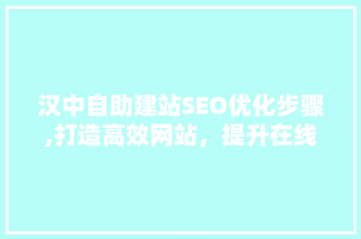 汉中自助建站SEO优化步骤,打造高效网站，提升在线竞争力