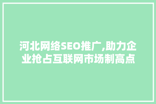 河北网络SEO推广,助力企业抢占互联网市场制高点
