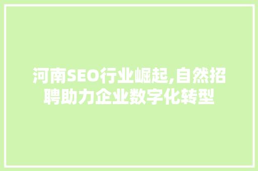 河南SEO行业崛起,自然招聘助力企业数字化转型