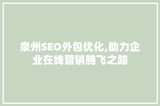 泉州SEO外包优化,助力企业在线营销腾飞之路  第1张