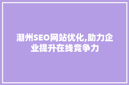 潮州SEO网站优化,助力企业提升在线竞争力