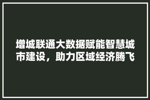 增城联通大数据赋能智慧城市建设，助力区域经济腾飞