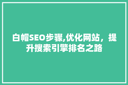 白帽SEO步骤,优化网站，提升搜索引擎排名之路