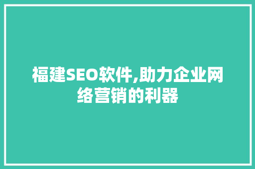 福建SEO软件,助力企业网络营销的利器