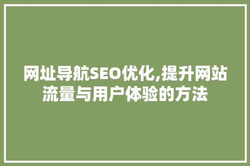 网址导航SEO优化,提升网站流量与用户体验的方法