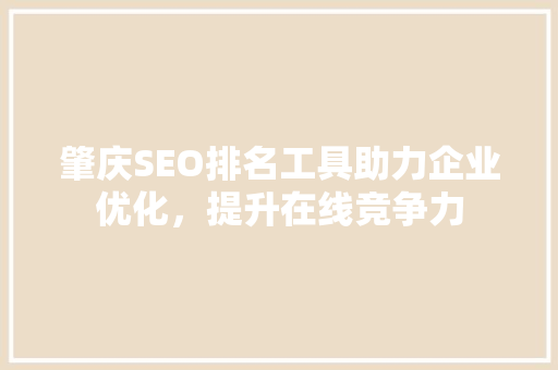 肇庆SEO排名工具助力企业优化，提升在线竞争力