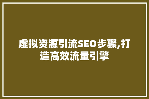 虚拟资源引流SEO步骤,打造高效流量引擎