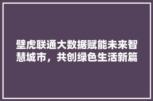壁虎联通大数据赋能未来智慧城市，共创绿色生活新篇章  第1张