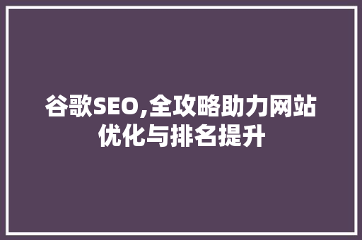 谷歌SEO,全攻略助力网站优化与排名提升