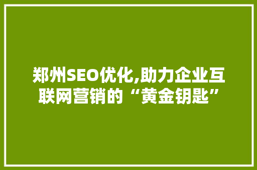 郑州SEO优化,助力企业互联网营销的“黄金钥匙”