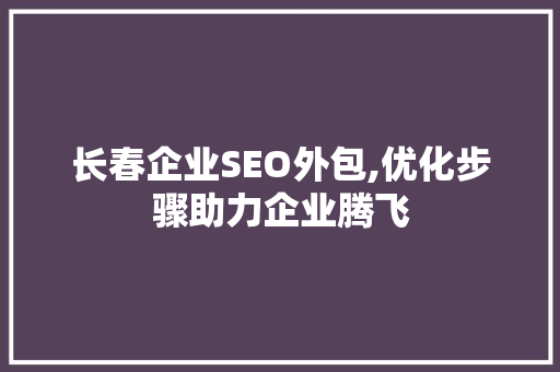 长春企业SEO外包,优化步骤助力企业腾飞