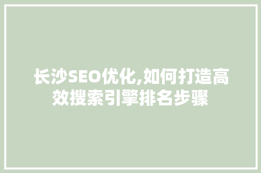 长沙SEO优化,如何打造高效搜索引擎排名步骤