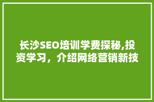 长沙SEO培训学费探秘,投资学习，介绍网络营销新技能