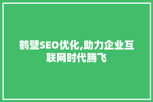 鹤壁SEO优化,助力企业互联网时代腾飞